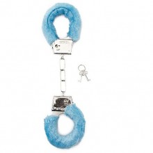 Голубые меховые наручники «Furry Handcuffs Blue», Shots Toys SH-SHT255BLU