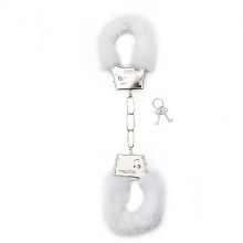 Наручники с белым мехом «Furry Handcuffs White», Shots Toys SH-SHT255WHT, бренд Shots Media, цвет Белый, диаметр 5 см.