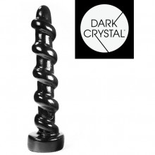 Анальный фаллоимитатор для фистинга со спиральными ребрышками «Dark Crystal Black 24»,цвет черный, 115-DC24, бренд O-Products, из материала ПВХ, длина 34 см., со скидкой