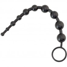 Классическая анальная цепочка с кольцом, длина 25 см, цвет черный, ToyFa 901302-5, из материала пластик АБС, длина 27 см.