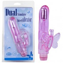 Вибромассажер-бабочка для женщин «Duan Stimulator Batterfly Vibrator», цвет розовый, 83058, бренд Aphrodisia, из материала TPR, длина 19 см.