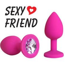 Силиконовая анальная пробка, цвет кристалла светло-фиолетовый, длина 7.3 см, SF-70190-15, цвет розовый, длина 7.3 см.