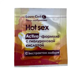 Гель-лубрикант «Lovegel C Hot Sex» с экстрактом имбиря, саше 4 мл, Биоритм LB-12008t, 4 мл.