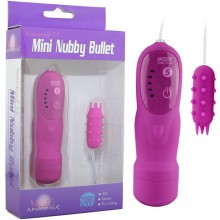 Мини виброяйцо с пультом «Mini Nubby Bullet», цвет розовый, 5 режимов вибрации, 11803, бренд Aphrodisia, из материала Силикон