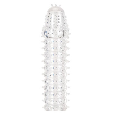Прозрачная силиконовая насадка-удлинитель для пениса «Super Stretch», бренд Gopaldas, длина 14.5 см.