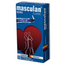 Masculan «Classic Dotty Type 2» презервативы с пупырышками 3 шт., из материала Латекс, цвет Синий, длина 19 см., со скидкой