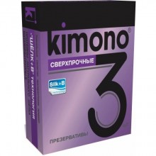 Презервативы Kimono сверхпрочные, в упаковке 3 штуки, из материала латекс, 3 мл.