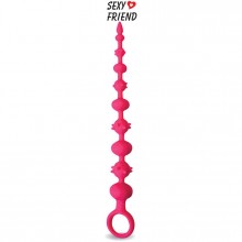 Цепочка анальная из силикон, цвет розовый, SF-70175, бренд Sexy Friend, длина 30.6 см.