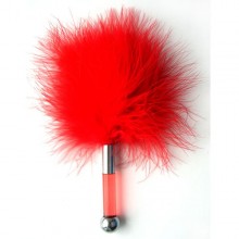 Щекоталка с перьями, цвет красный, MLF-90003-3, бренд NoTabu, длина 12 см., со скидкой