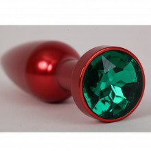 Красная анальная пробка из металла с зеленым стразом, размер 11.2 на 2.9 см, Luxurious Tail 47199-2, длина 11.2 см.