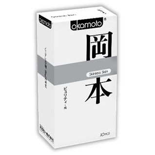 Презервативы Okamoto «Skinless Skin Purity», упаковка 10 штук, SUPER THIN №10, из материала Латекс, длина 18.5 см.