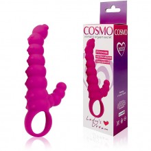 Небольшой стимулятор с кольцом Cosmo, длина 95 мм, диаметр 20 мм, цвет розовый, CSM-23023, бренд Bior Toys, длина 9.5 см.
