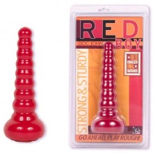 Анальный стимулятор ребристый «Red Boy - Anal Wand Butt Plug» красный, длина 20.5 см, бренд Doc Johnson, длина 20.5 см.