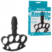 Кастет с штырьком для насадок «Knuckle Up» из серии Vac-U-Lock от компании Doc Johnson, цвет черный, 1010-12BXDJ, длина 15 см.