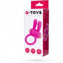 Виброкольцо с ушками-стимуляторами «A-toys», цвет розовый, ToyFa 769002, коллекция ToyFa A-Toys, диаметр 2.5 см.