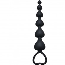 Анальная цепочка-елочка с держателем «Hearts Beads Black», Lola Toys 4101-03Lola, длина 18 см.