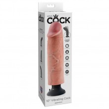 Толстый реалистичный вибратор King Cock «10inch Vibrating Cock Flesh» от компании PipeDream, цвет телесный, PD5405-21, из материала ПВХ, длина 25.5 см.
