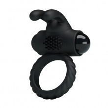 Виброкольцо с клиторальным стимулятором Pretty Love «Eudora», цвет черный, Baile BI-026219, длина 5.4 см.
