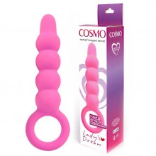 Вагинальный стимулятор-фаллоимитатор Cosmo с кольцом, длина 141 мм, диаметр 34 мм, цвет розовый, CSM-23083, бренд Bior Toys, из материала Силикон, длина 14.1 см.