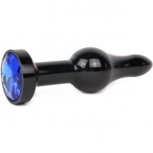 Черная анальная втулка со стразом, длина 103 мм, диаметр 28 мм, цвет кристалла синий, ZBCK-13, бренд Anal Jewerly Plug, цвет Черный, длина 10.3 см.