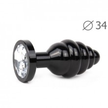 Втулка анальная Black Plug Medium черная, длина 80 мм, диаметр 34 мм, вес 90 грамм, цвет кристалла бесцветный, ABCK-01-M, цвет Черный, длина 8 см.