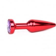 Анальная пробка красная, длина 113 мм, диаметр 29 мм, вес 100г, цвет кристалла светло-фиолетовый, XRED-15, из материала Металл, цвет Красный, длина 11.3 см.