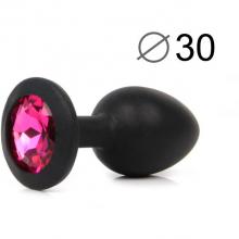 Силиконовая анальная втулка с рубиновым стразом, цвет черный, Sexy Friend SF-70500-14, коллекция Anal Jewelry Plug, длина 7.2 см., со скидкой