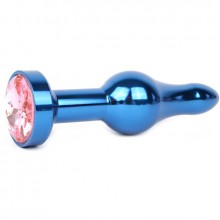 Синяя анальная втулка, длина 103 мм, диаметр 28 мм, вес 80г, цвет кристалла розовый, ZBLU-02, бренд Anal Jewerly Plug, из материала Металл, цвет Синий, длина 10.3 см.