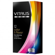 Vitalis Premium «Color & Flavor» презервативы из латекса, цветные, упаковка 12 шт, цвет мульти, длина 18 см.