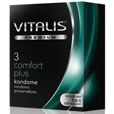 Анатомические латексные презервативы Vitalis Premium «Comfort Plus», упаковка 3 шт, цвет Прозрачный, длина 18 см.