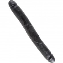 Двусторонний фаллоимитатор-реалистик King Cock «Cock Slim Double Flesh», цвет черный, PipeDream 551623, из материала ПВХ, длина 30 см.