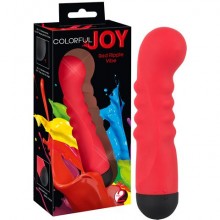 Вибратор «Joy Colorful» с ребрами у головки от компании You 2 Toys, цвет красный, 5875590000, бренд Orion, из материала Силикон, длина 16.5 см.
