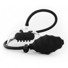 Вакуумная вибро-помпа Ouch «Vibrating Pussy Pump», черная, SH-OU216BLK, из материала ПВХ, длина 12.7 см., со скидкой