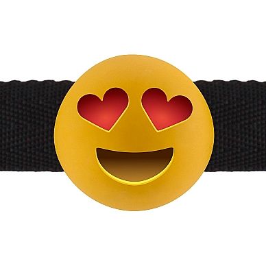 Необычный БДСМ кляп со смайликом S-Line «Heart eyes Emoji», цвет желтый, размер OS, Shots Media SH-SLI159-4, из материала ПВХ, диаметр 4 см., со скидкой