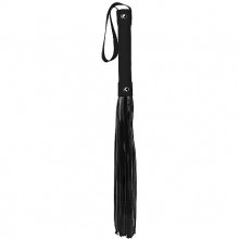 Изящная кожаная плеть «OUCH», цвет черный, SH-OU214BLK, бренд Shots Media, длина 53.5 см.