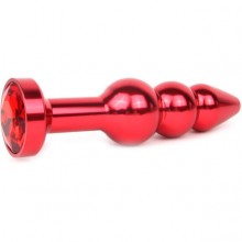 Ребристая анальная втулка красная, длина 113 мм, диаметр 22x25x29 мм, цвет кристалла красный, QRED-16, из материала Металл, длина 11.3 см.