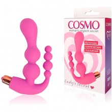 Анально-вагинальный женский вибромассажер, длина рабочей чести 180x80 мм, диаметр 33x31x17x19 мм, цвет розовый, Cosmo CSM-23116, бренд Bior Toys, длина 18 см.
