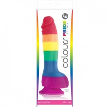 Colours Pride Edition «6 дюймов Dildo - Rainbow» разноцветный фаллоимитатор на присоске, NSN-0408-06, из материала Силикон, коллекция Colours Pleasures, длина 21 см., со скидкой