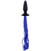 «Unicorn Tails Blue» анальная пробка с ярко-синим хвостом, NSN-0509-17, бренд NS Novelties, длина 9.91 см.
