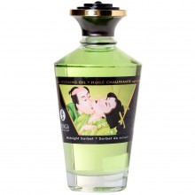Съедобное интимное массажное масло «Полночный щербет», 100 мл, Shunga 2216 SG, цвет зеленый, 100 мл.