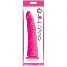Тонкий фаллоимитатор на присоске Colours Pleasures «Thin 8 Dildo - Pink», цвет розовый, NSN-0405-64, бренд NS Novelties, длина 20.1 см.