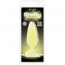 Firefly Pleasure «Plug - Medium - Yellow» средняя анальная пробка флуоресцентная желтая, NSN-0475-38, бренд NS Novelties, длина 12.7 см., со скидкой