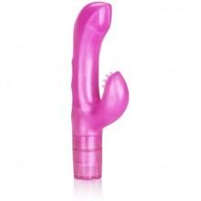 Женский вибратор с клиторальным стимулятором «Silicone Butterfly Kiss Pink», цвет розовый, 0782-51BXSE, бренд California Exotic Novelties, из материала TPR, длина 10.3 см.