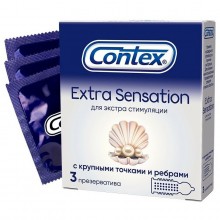Презервативы «Contex №3 3 Extra Sensation» с крупными точками и ребрами, 3 мл.