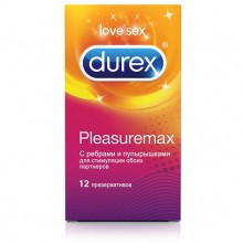 Презервативы Durex «N12 Pleasuremax» с ребрами и пупырышками, 12 шт., со скидкой