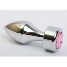 Анальная втулка-украшение с розовым стразом, цвет серебристый, 47444-5MM, бренд 4sexdream, длина 7.8 см., со скидкой