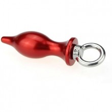 Металлическая анальная пробка для ношения с кольцом, цвет красный, 47420-MM, бренд 4sexdream, длина 7 см.