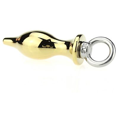 Металлическая анальная пробка для ношения с кольцом, цвет золотой, 47422-MM, бренд 4sexdream, длина 7 см.