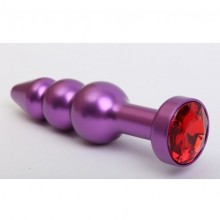 Анальная пробка-елочка с красным стразом, цвет фиолетовый, 47433-2MM, бренд 4sexdream, длина 11.2 см.
