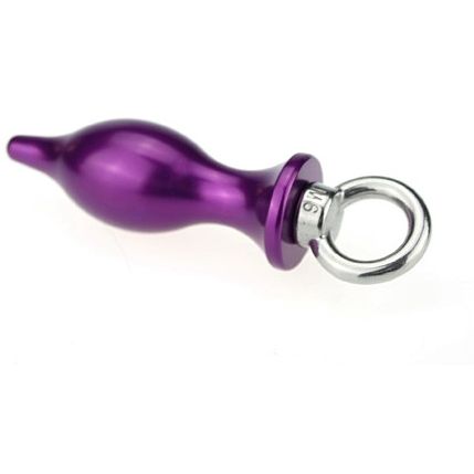 Металлическая анальная пробка для ношения с кольцом, цвет фиолетовый, 47418-1MM, бренд 4sexdream, длина 7 см.